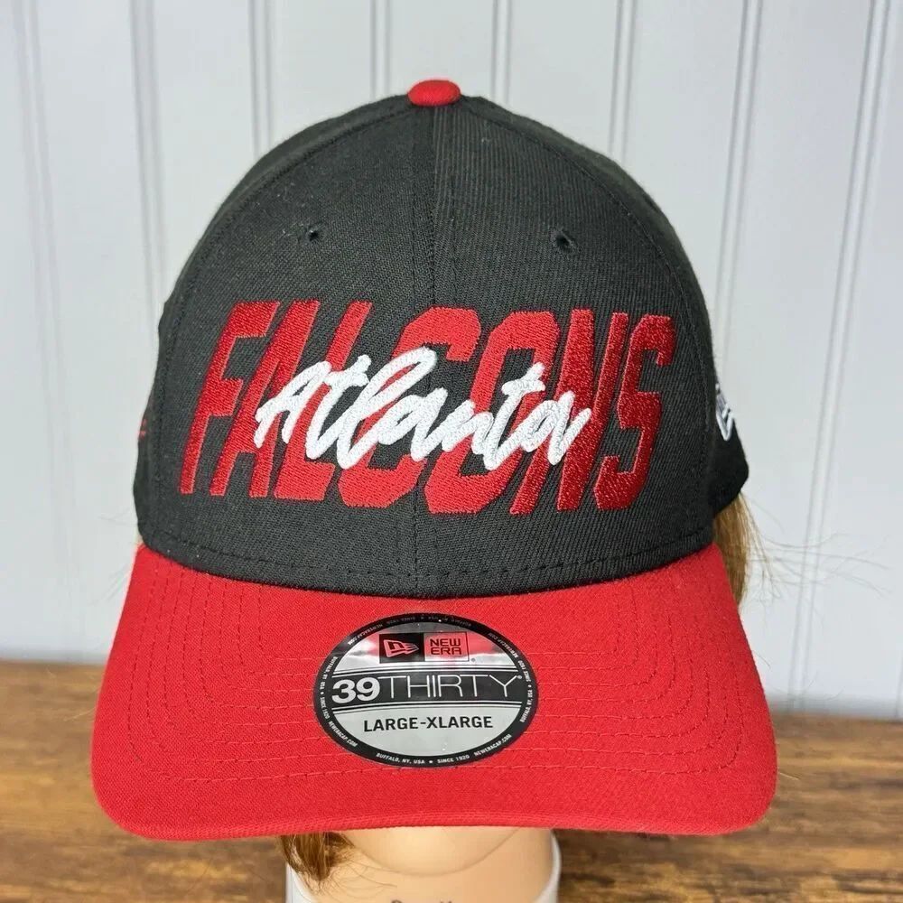 Atlanta Falcons Sz L/XL New Era 2022 NFL Draft 39THIRTY Flex Hat Black Red
